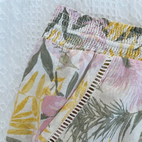 Linen Blend Tropical Print Shorts - Picture 4 of 16